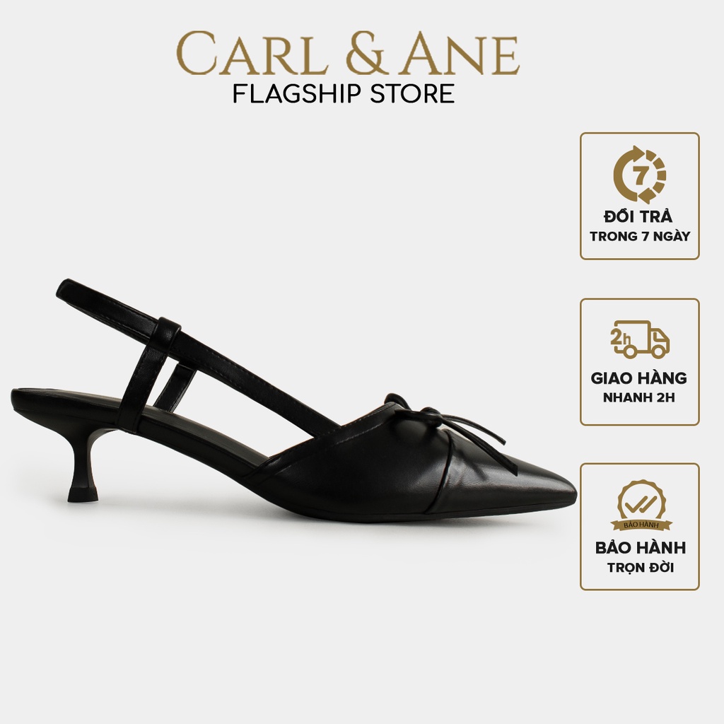 Carl & Ane - Giày cao gót nhọn công sở cao gót bít mũi có quai chéo màu đen _ CL035