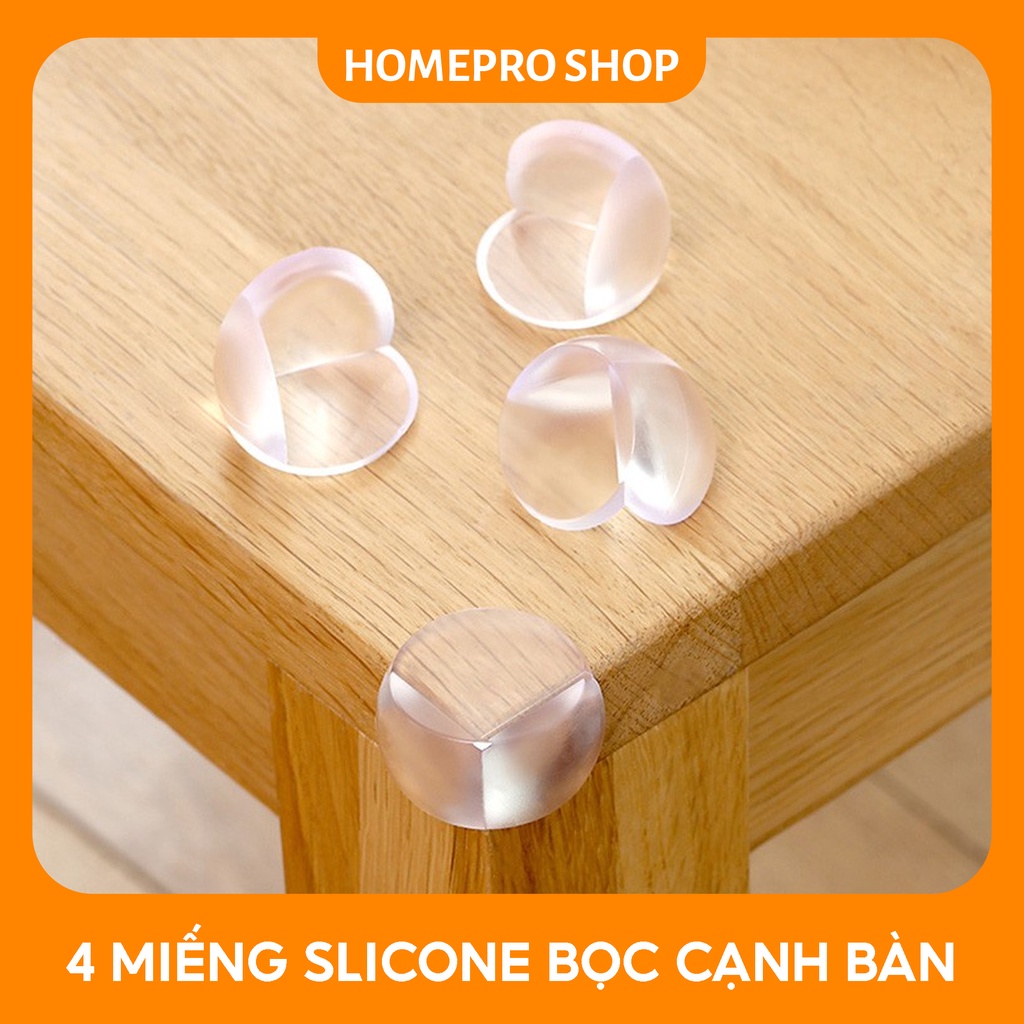 Bộ 4 miếng silicon bọc góc bàn giữ an toàn cho bé chống va đập vào góc nhọn cạnh bàn, hàng chính hãng