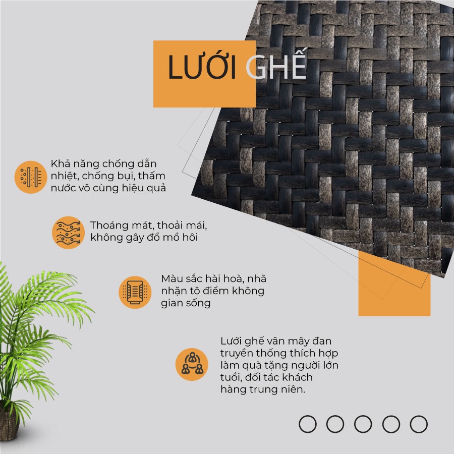 Ghế Tựa Lưng, Ghế Xếp Thư Giãn SUMIKA SK636A Lưới Vân Mây Đan Truyền Thống + Lăn Tay Massage, Tải Trọng 300kg