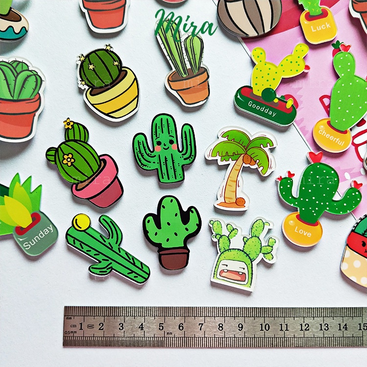 Ghim Cài Icon Cây Xương Rồng, Huy Hiệu Acrylic, Pin Cài Áo, Trâm Balo Đi Học Cực Cute MIRA-GC00837