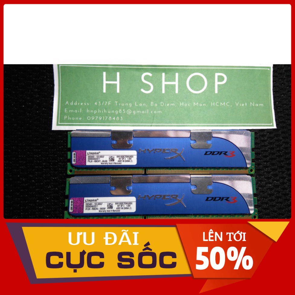 THANH LÝ Ram PC DDR3 4Gb bus 1333 - 10600u, 1 cặp 2x2Gb ram tản nhiệt hiệu Kingston chính hãng, bảo hành 3 năm THANH LÝ