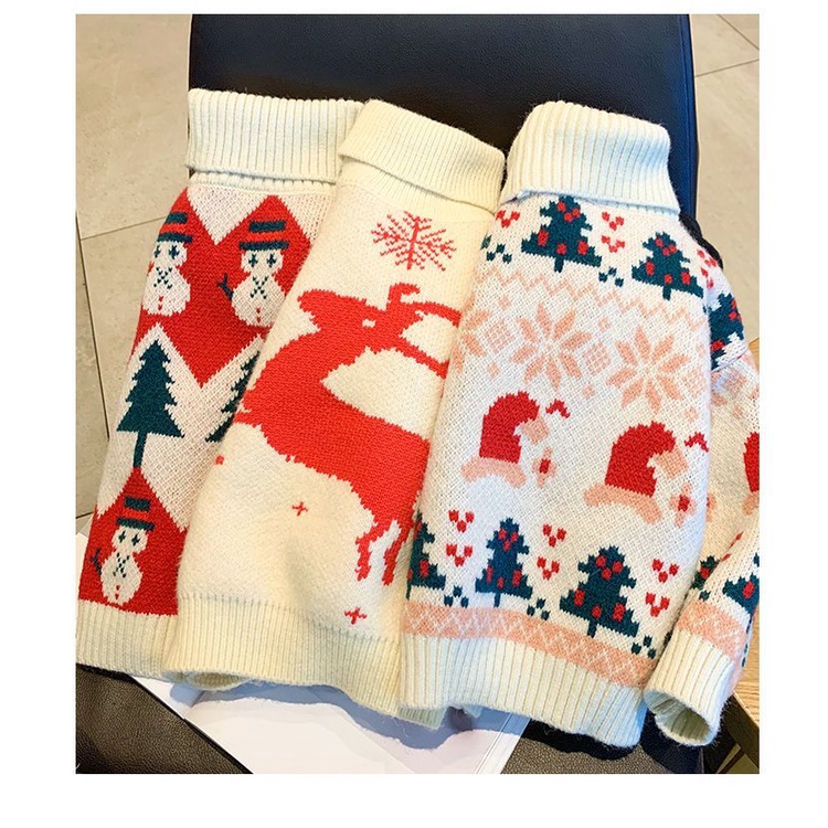 Áo Len Dày Chui Đầu Cổ Cao Phong Cách Giáng Sinh Thời Trang Mùa Đông 2022 Mới Cho Bé Gái