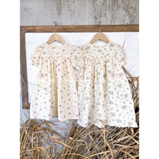 Đầm thiết kế baby doll tay phồng hoa nhí cho bé gái 1,2,3,4,5,6 tuổi Tây babycloset