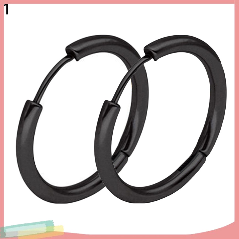 1 Đôi Khuyên Tai Tròn Chất Liệu Thép Không Gỉ Thời Trang