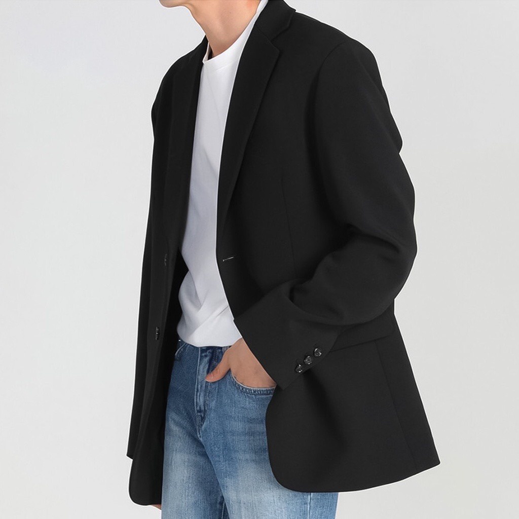 Áo khoác blazer nam form rộng hàn quốc màu đen, kem 2 khuy cài - BL01 | BigBuy360 - bigbuy360.vn