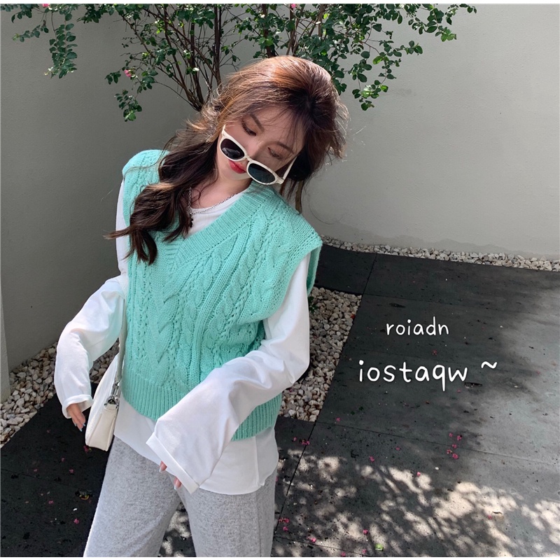 Áo sweater Dệt Kim Cổ V Tay Dài Thiết Kế Trẻ Trung Cho Sinh Viên