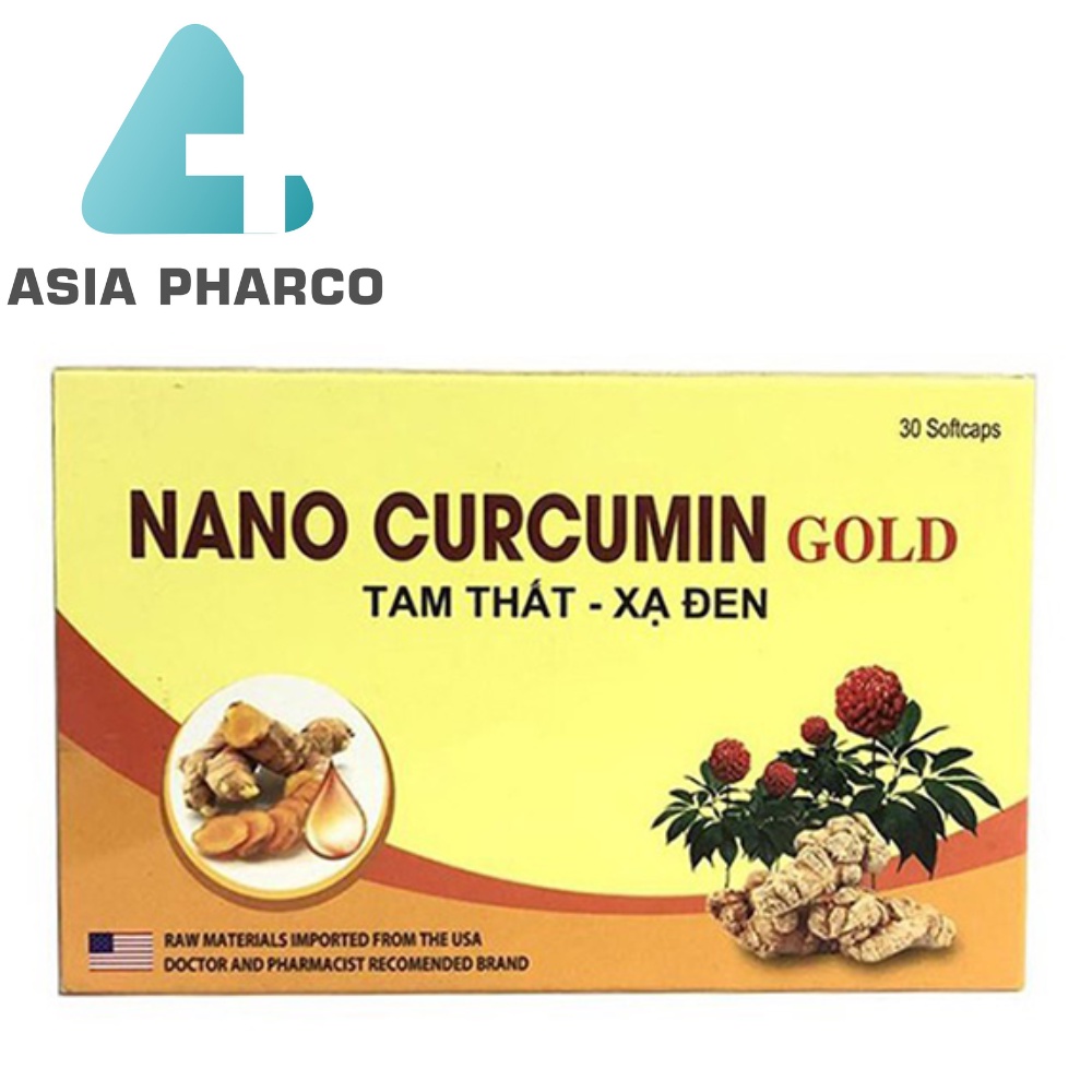 Nano Curcumin Gold Tam thất xạ đen - hết đau dạ dày tá tràng (hộp 30 viên nang mềm)