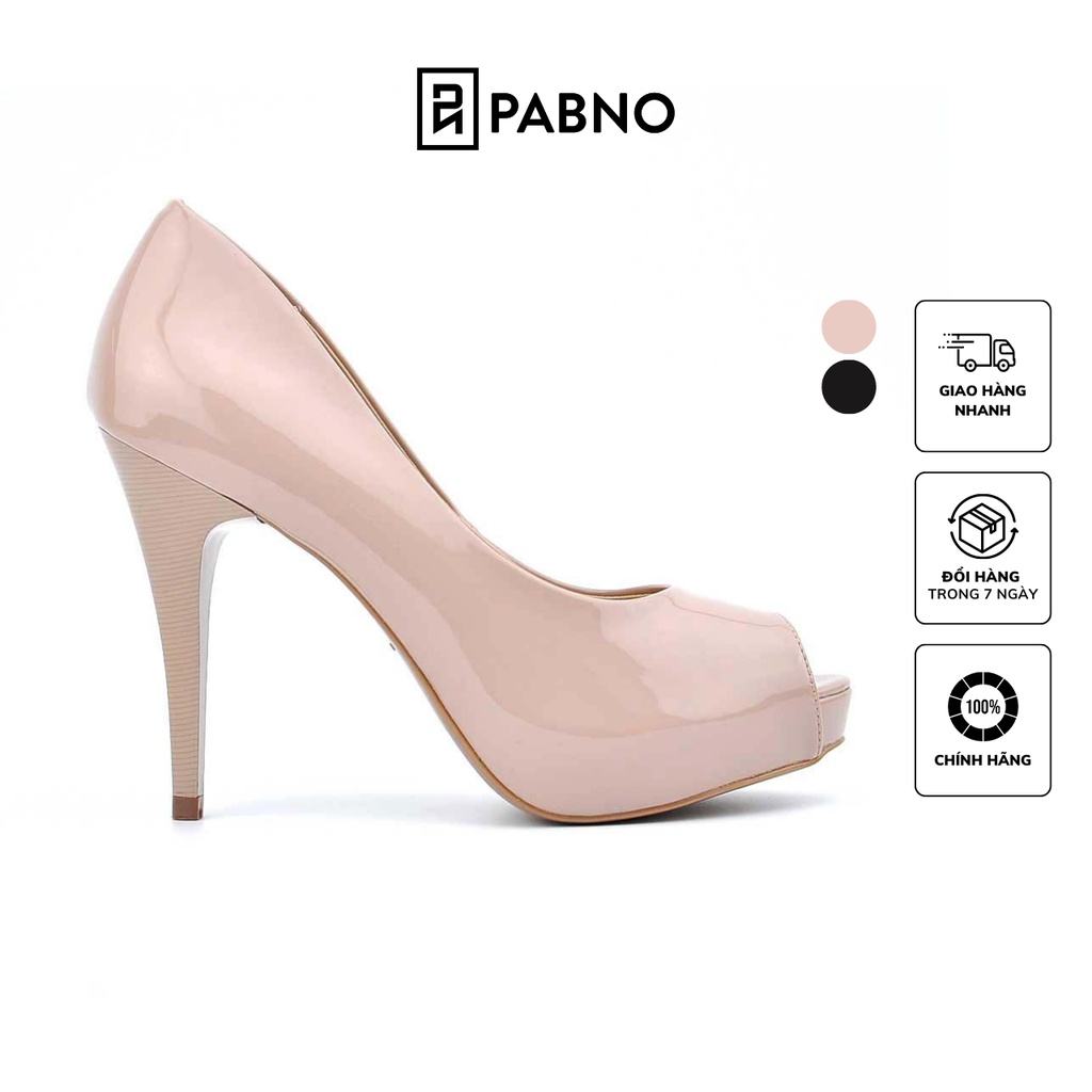 Giày cao gót PABNO PN452, Giày cao gót da bóng hở mũi đúp, Giày cao gót mũi nhọn 11cm phong cách Hàn Quốc