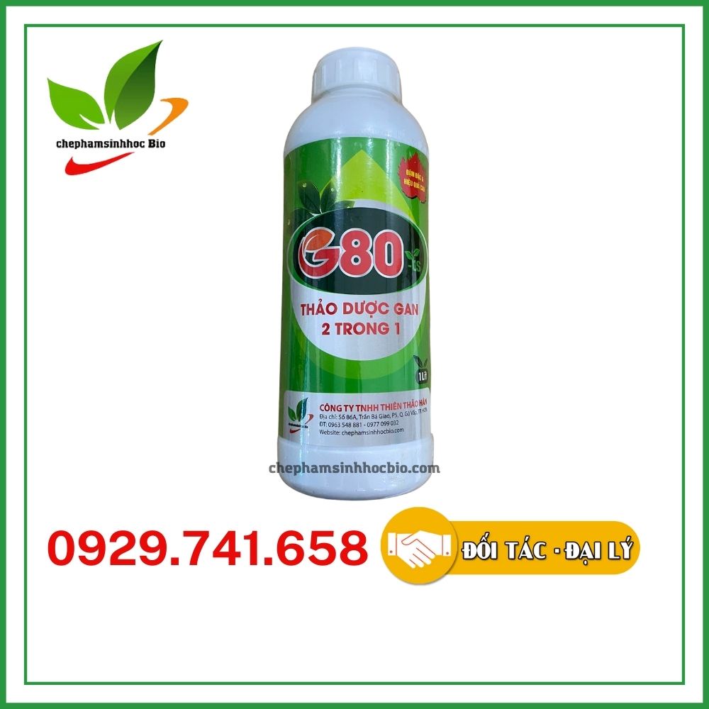 Thảo dược gan 2 trong 1 G80. Phòng bệnh viêm gan, sưng gan, vàng gan, teo gan chuyên dùng cho thủy sản. Chai 1 lít