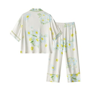 Pyjama Lụa Họa Tiết Sunflower Tay Ngắn