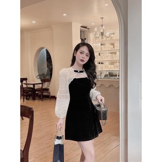 ĐẦM NGẮN TAY DÀI CHỮ A REN NGỰC 4086 - ĐẦM NỮ THỜI TRANG