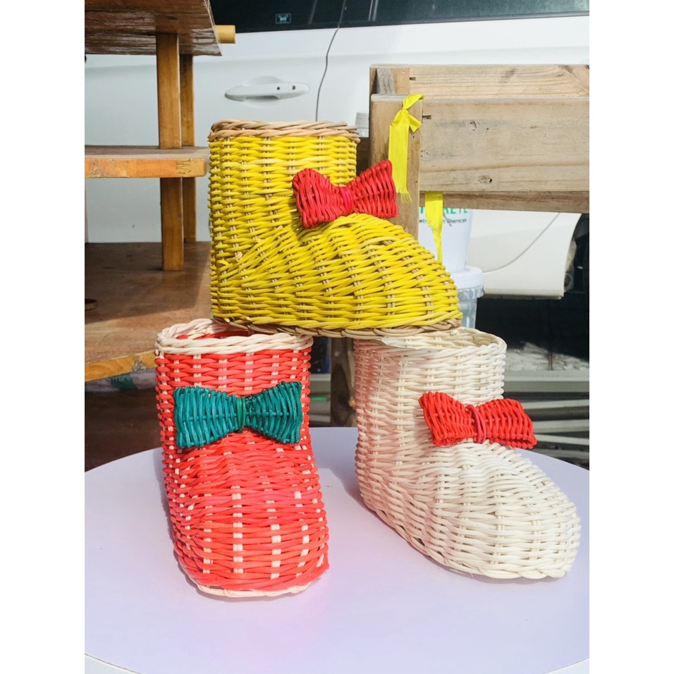 Phụ Kiện Trang Trí Noel Chất Liệu Bằng Mây Tự Nhiên Cao Cấp/ Decor Trang Trí Giáng Sinh Co Quán Cafe, Cửa Hàng