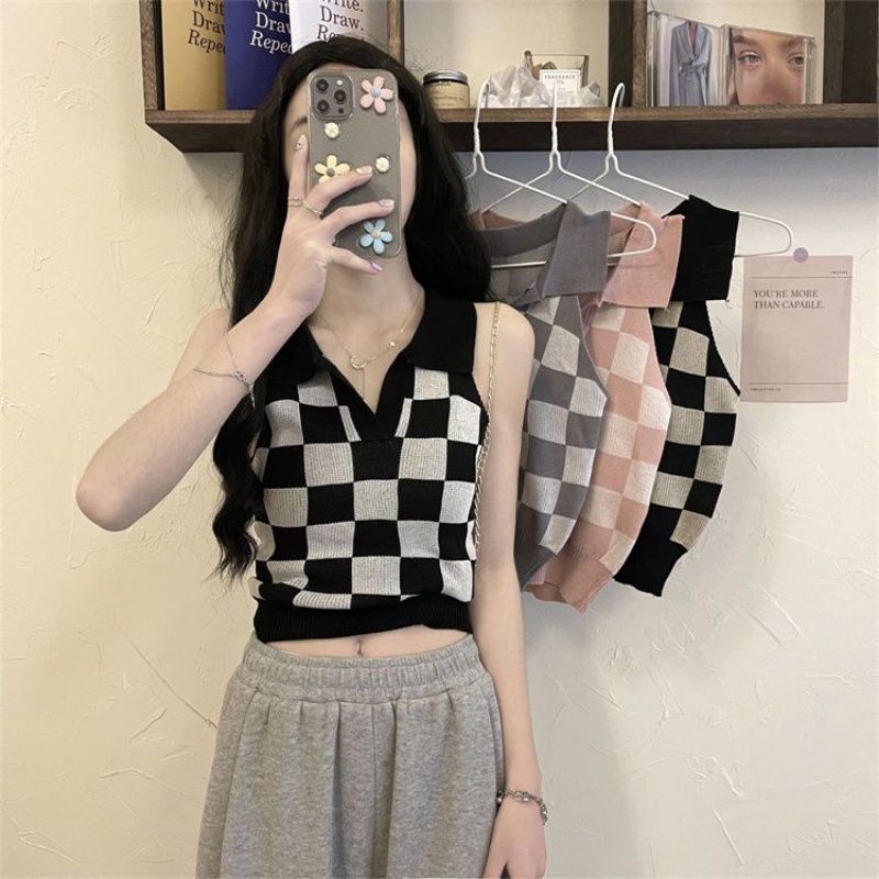 Áo Dệt Kim Không Tay Cổ Chữ V Dáng Ôm Thời Trang Mùa Hè Hàng Mới 2022 Dành Cho Bạn Nữ