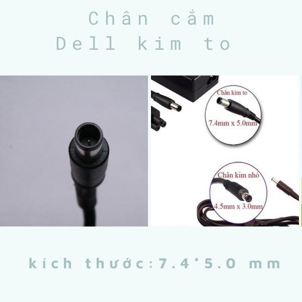Sạc laptop dell chân kim to, chân kim nhỏ loại tốt, Sạc máy tính dell zin bảo hành 12 tháng