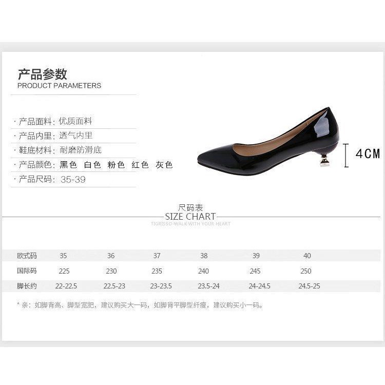 ﹉✚Giày Cao Gót 3cm Mũi Nhọn Gót Thấp 3cm Phong Cách Hàn Quốc Cho Nữ