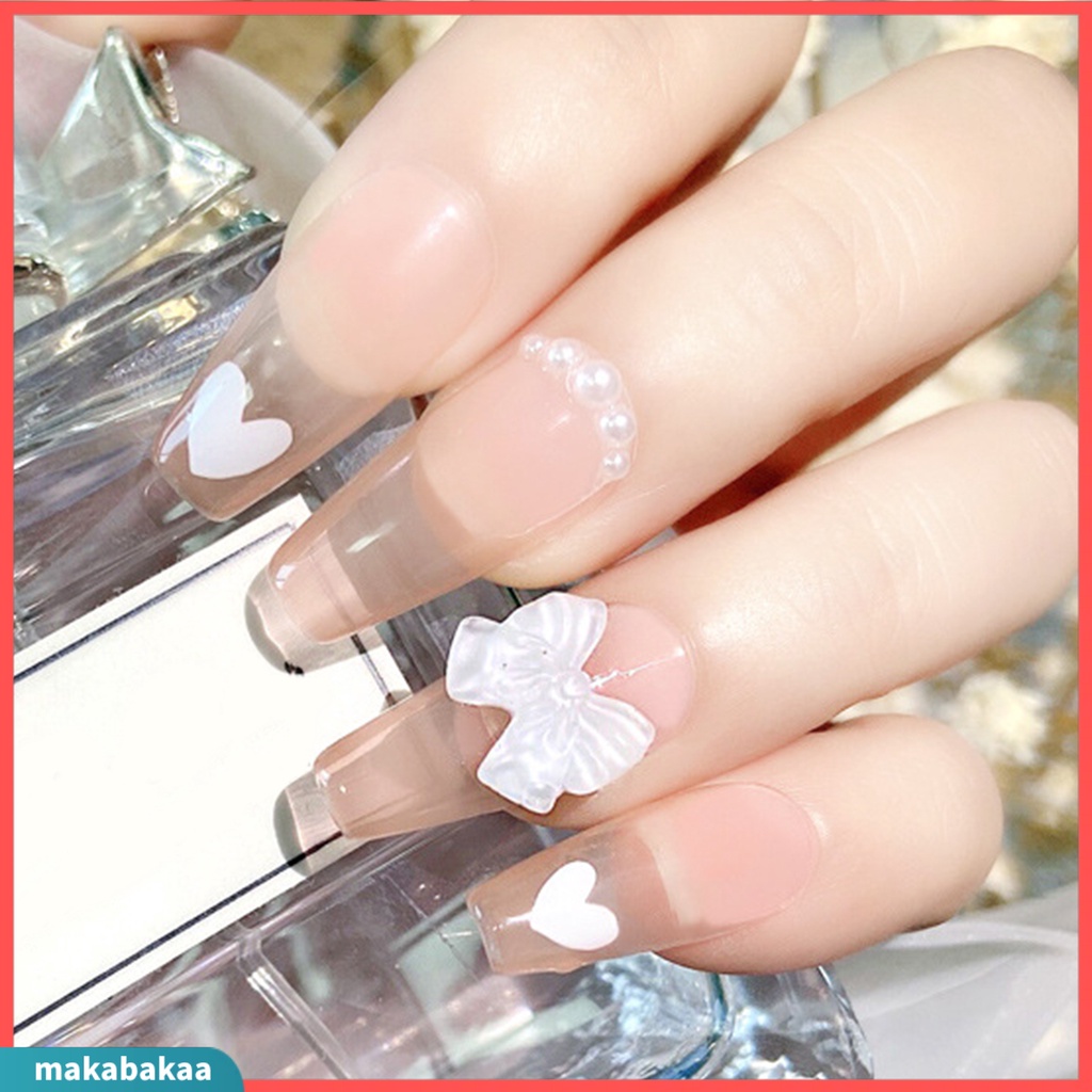 Bộ 30 hạt phụ kiện trang trí móng tay thủ công hình nơ 3d bằng nhựa resin đính đá bắt mắt