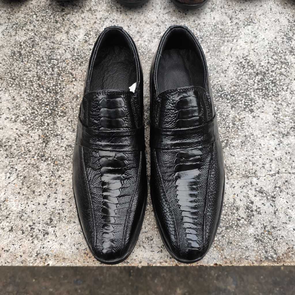 Giày tây không dây tiện dụng. Da bắp đà điểu có vân rất đẹp!