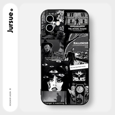 Ốp lưng JURSUE dẻo chống bẩn hình độc lạ ngầu đen Cho iPhone 17 16 15 14 13 12 11 Pro Max SE 2020 X XR XS ip 8 7 Plus Y2591