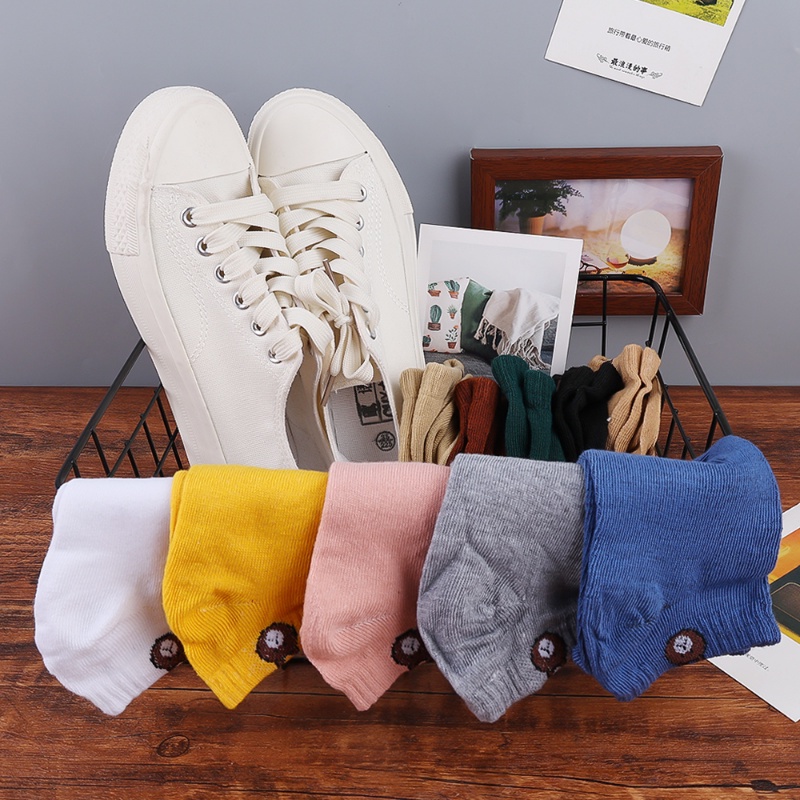 Set 10 Đôi Vớ Cotton Ngắn Họa Tiết Hoạt Hình Dễ Thương Cho Nữ