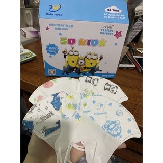 Hộp 100 khẩu trang tuấn minh 5d kids cho bé yêu