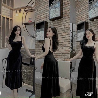 ĐẦM MIDI NHUNG HAI DÂY