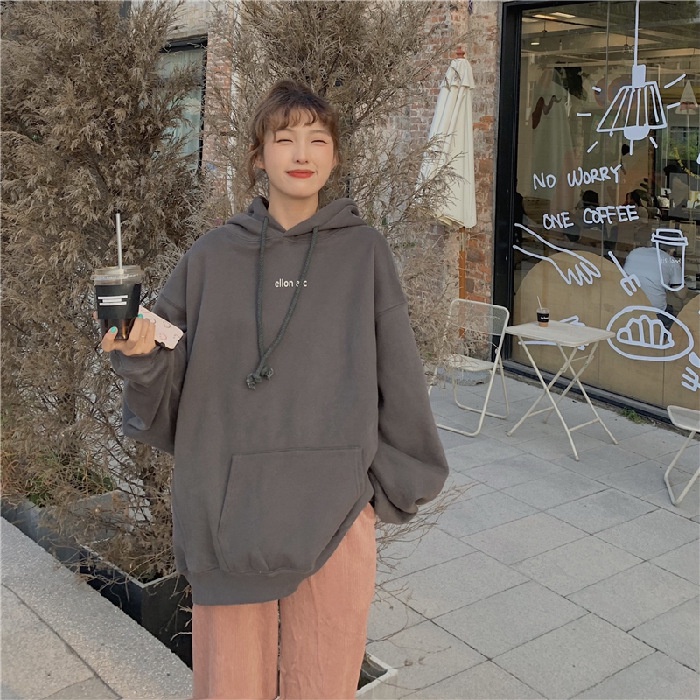 Áo Hoodie Form Rộng Kiểu Dáng Hợp Thời Trang Dễ Phối Đồ Cho Nữ