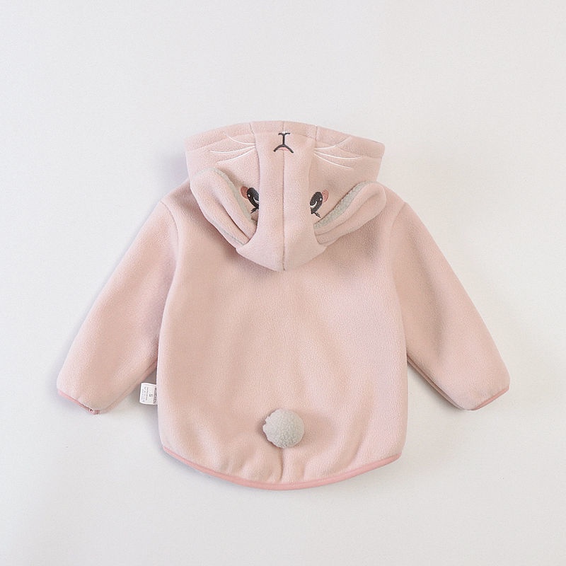 Áo Khoác Cardigan Có Mũ Trùm Bằng Vải Lông Cừu Thời Trang Thu Đông Cho Bé Trai / Gái