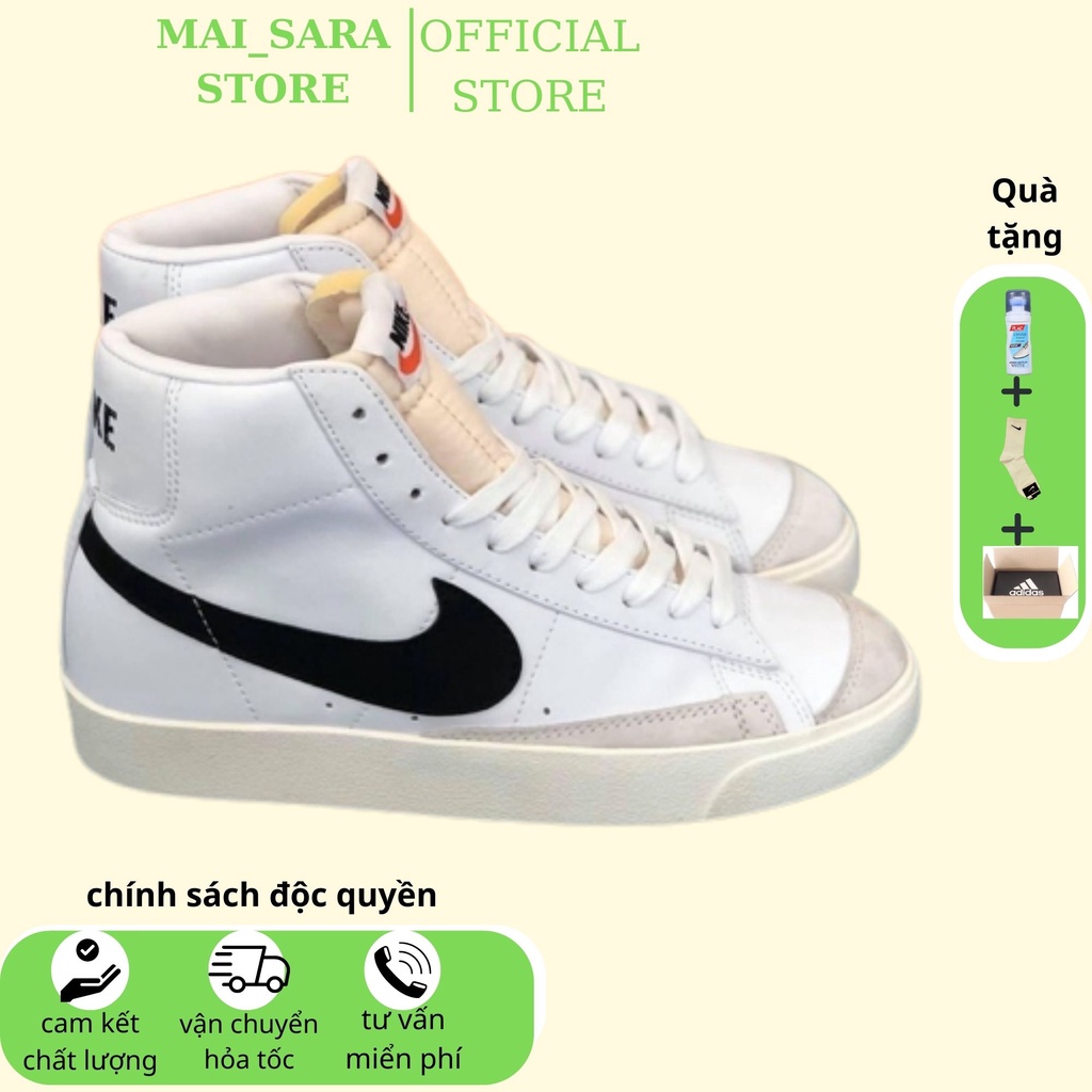 Giày Sneaker_nike blazer mid 77 cao cổ, giày blazer trắng phối đen hàng cao cấp full hộp phụ kiện, tặng kèm tất cao cổ.