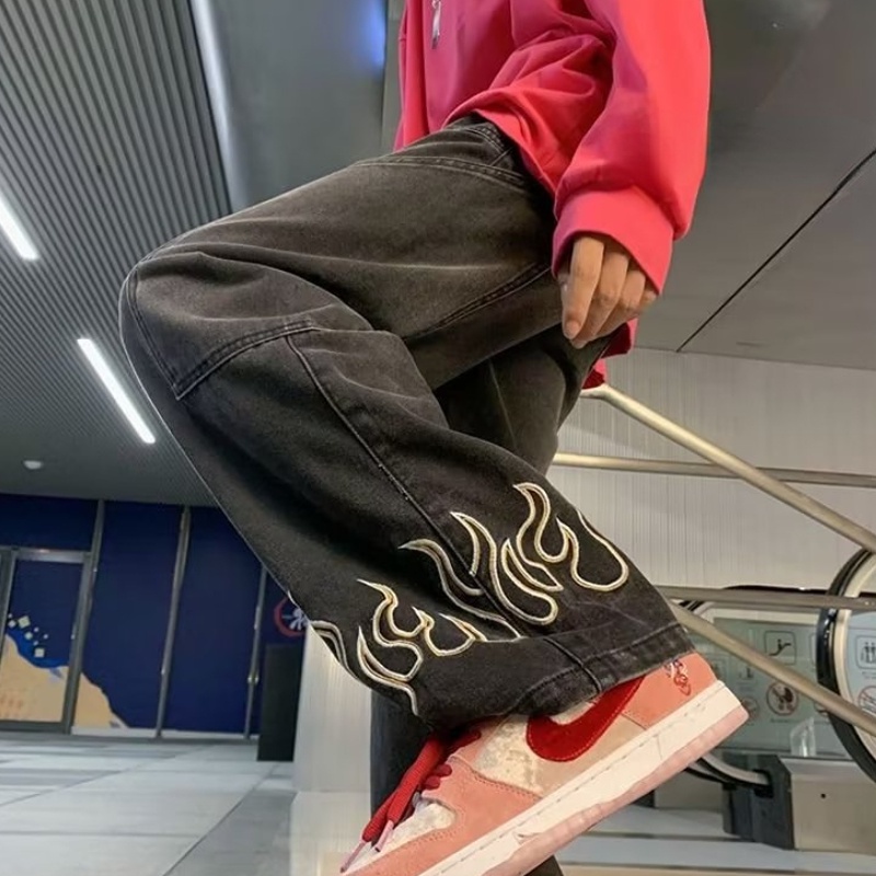 Quần Jean Dài Ống Rộng Phong Cách Hip hop Thời Trang Xuân Thu Cá Tính Cho Nam Size S-3XL