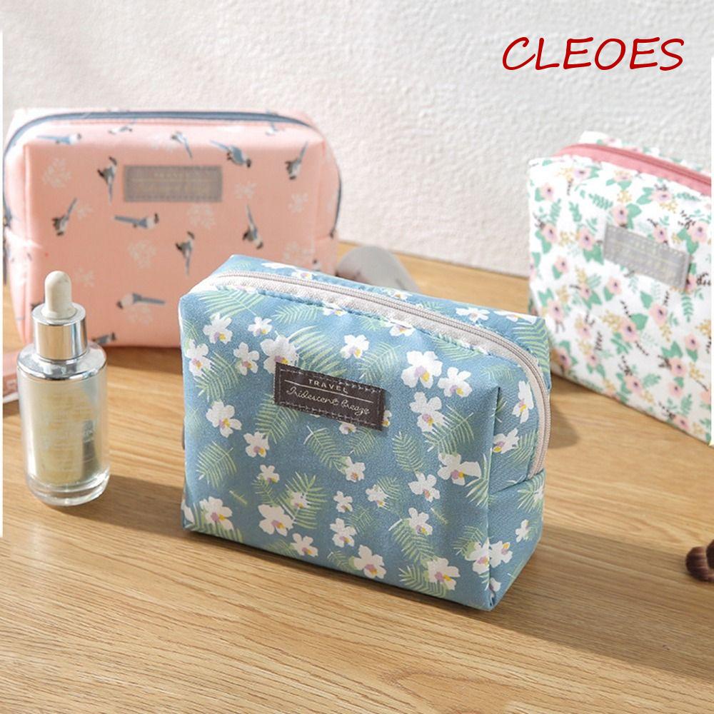 Túi Canvas Đựng Mỹ Phẩm CLEOES In Họa Tiết Thời Trang Cho Nữ