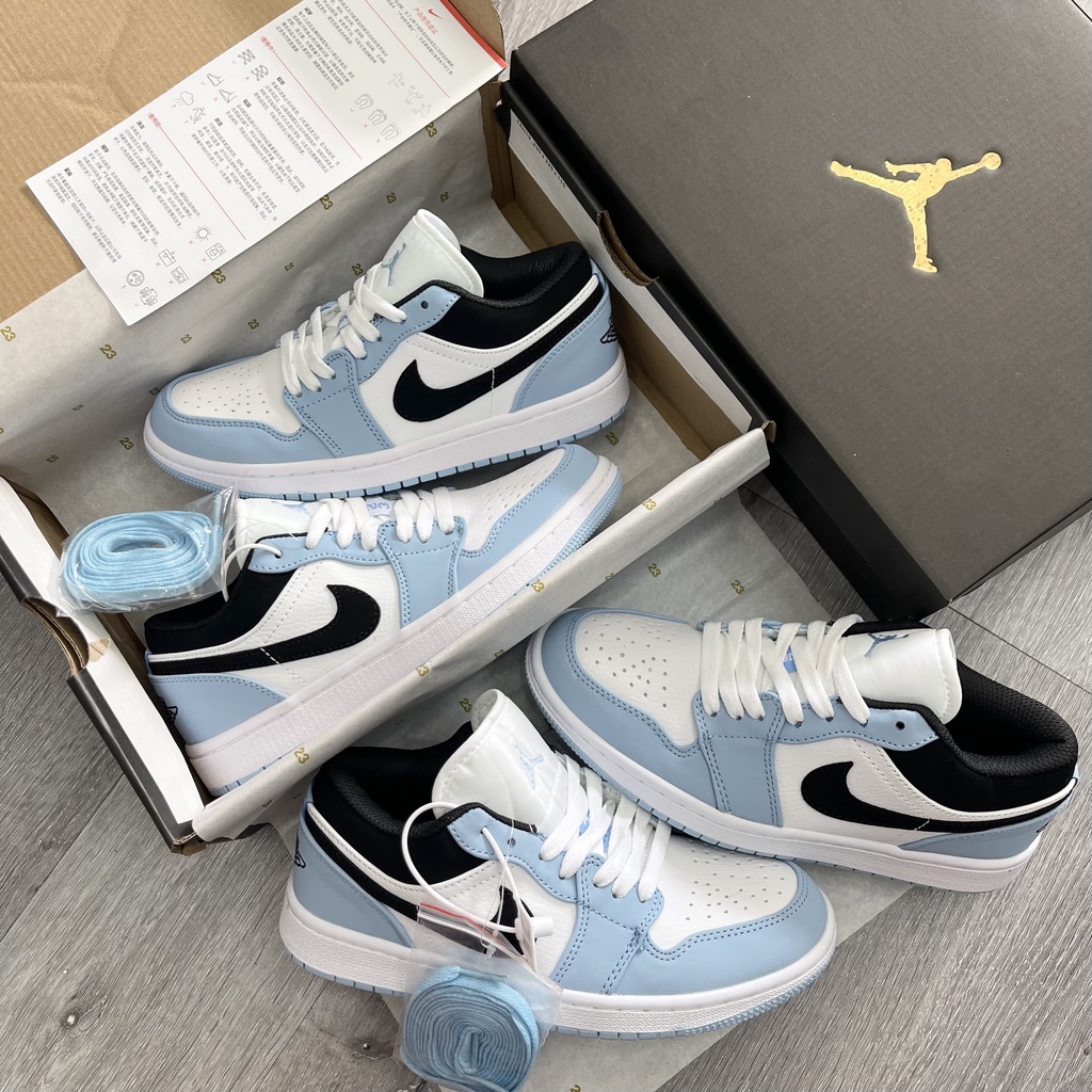 Giày Jordan 1 low thấp cổ xanh trắng vẩy đen cao cấp full box