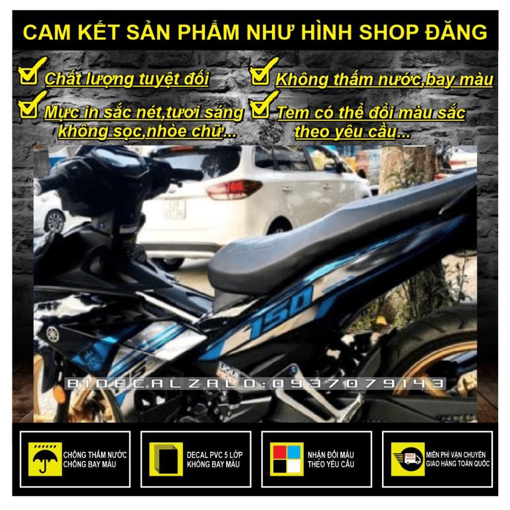 {SÀI GÒN-FREE SHIP] TEM RỜI EXCITER 150 Y15ZR PHỐI XANH NGỌC