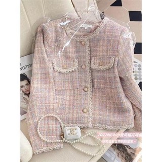Áo dạ tweed hồng pastel -Kèm ảnh thật
