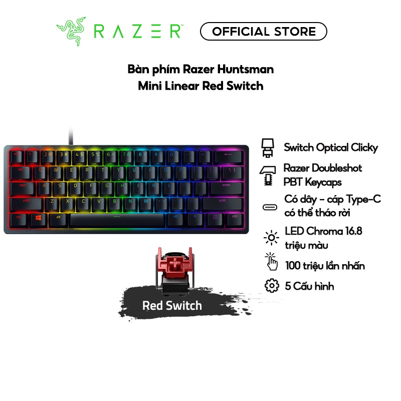 Bàn phím Razer Huntsman Mini Linear Red_RZ03-03390200-R3M1