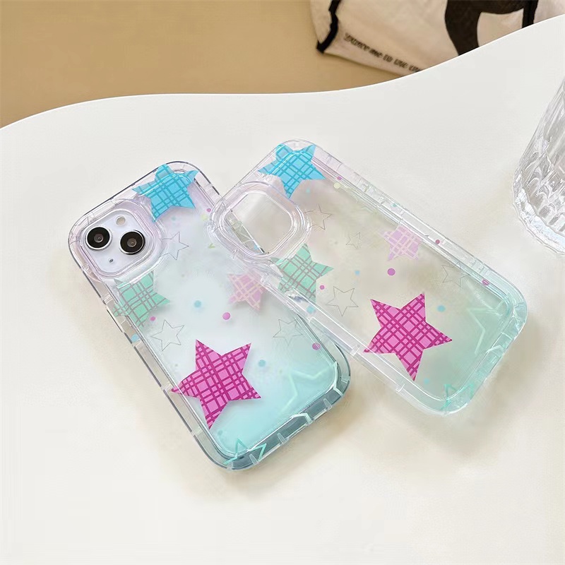 Ốp Điện Thoại TPU Silicon Mềm Trong Suốt Chống Sốc Hình Ngôi Sao Nhiều Màu Cho IPhone 14 13 12 11 Pro XS Max X XR 8 7 6 6S Plus