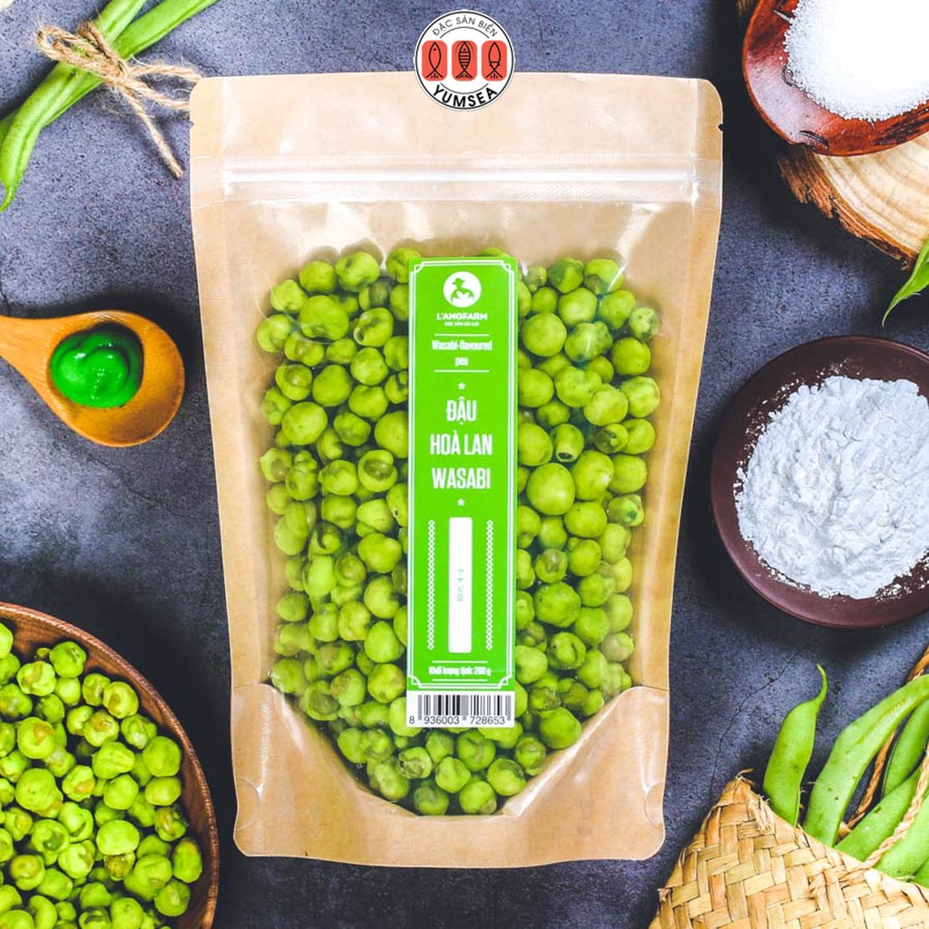 Đậu hoà lan wasabi L'angfarm, 200g, bịch, mẫu kraft 1 mặt trong