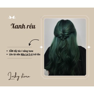 Combo Thuốc nhuộm tóc màu XANH RÊU - Kèm oxy - Lên màu chuẩn - Lashystore, Lashy store