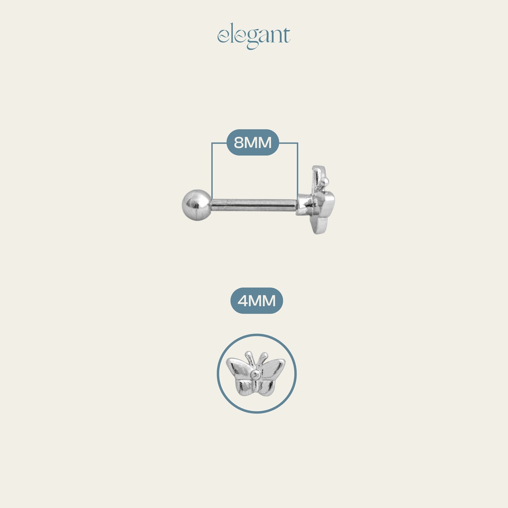 Khuyên tai trơn BUTTERFLY SILVER Elegant