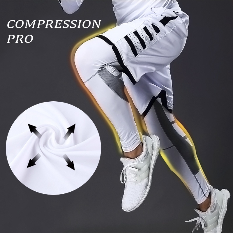 Quần Legging 3 / 4 Co Giãn Ôm Dáng Phong Cách Thể Thao Cho Nam