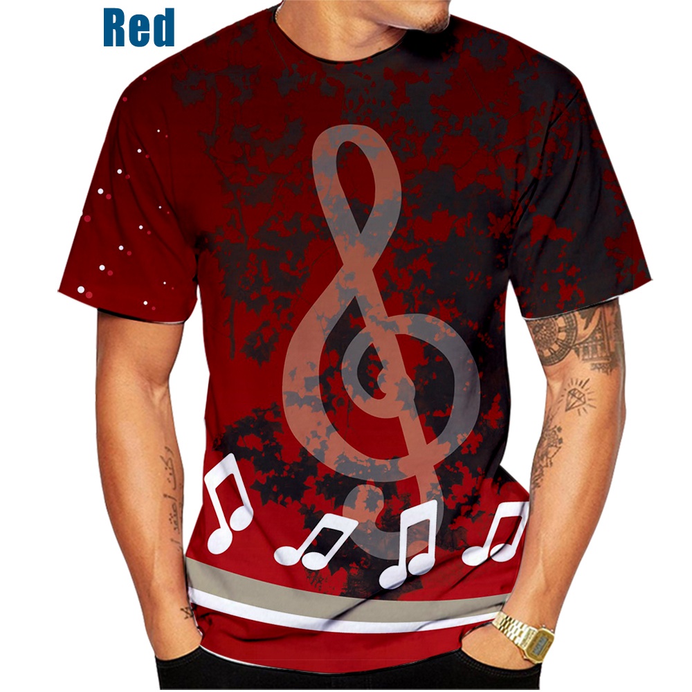 Mới Áo Thun Tay Dài In Hình Nốt Nhạc 3D Cá Tính Cho Nam Nữ