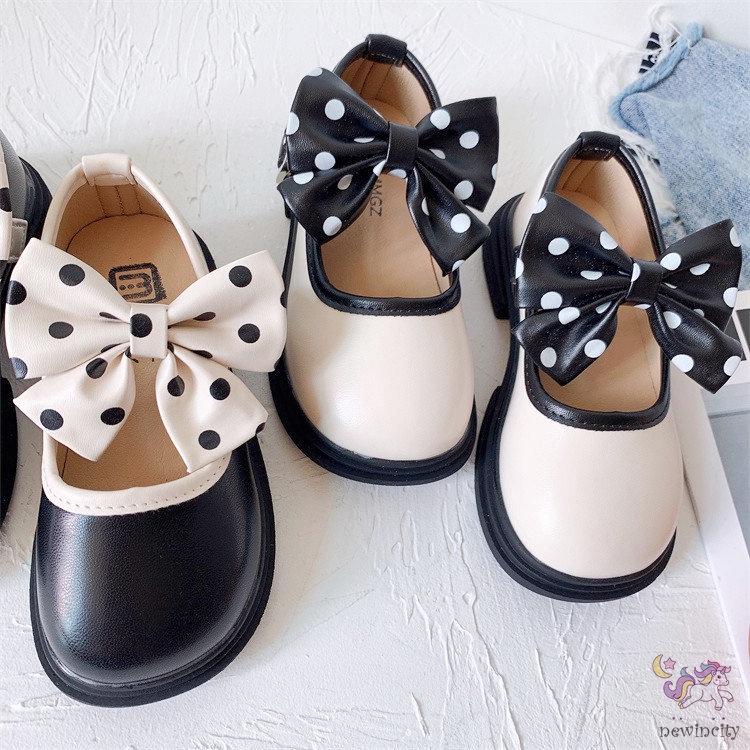 Giày Búp Bê Da Đế Mềm Đính Nơ Phong Cách Anh Quốc Cho Bé Gái