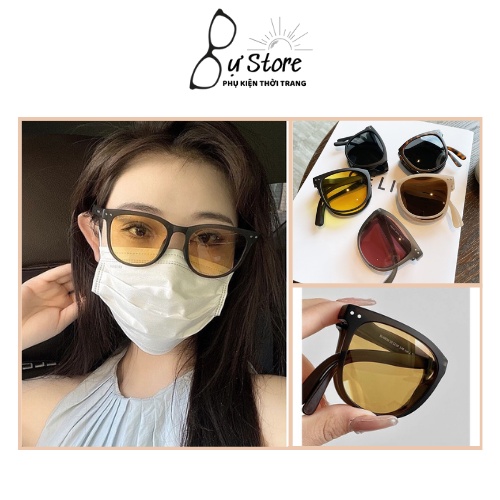 Kính râm 735 kính gấp gọn thời trang cao cấp cho nam nữ vuông đen - Bự Store