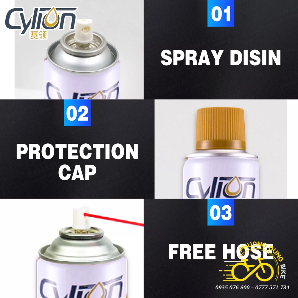 Chai xịt rửa xích líp đĩa xe đạp CYLION Bike Chain Degreaser 400ml - Hàng chính Hãng