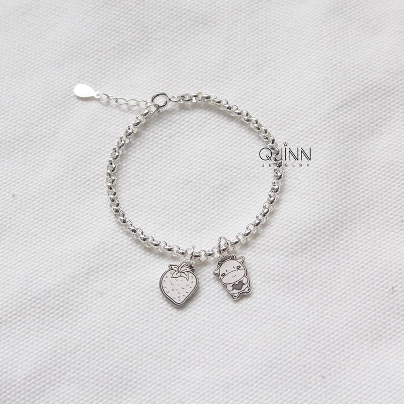Charm bạc treo vòng tay cho bé, charm 12 con giáp, charm hoa quả bạc 925 Quinn Jewelry