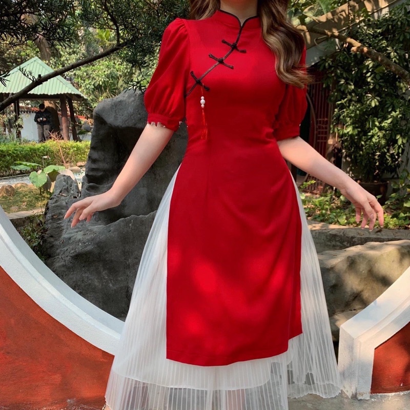 Set áo dài cách tân và váy mặc dịp lễ tết