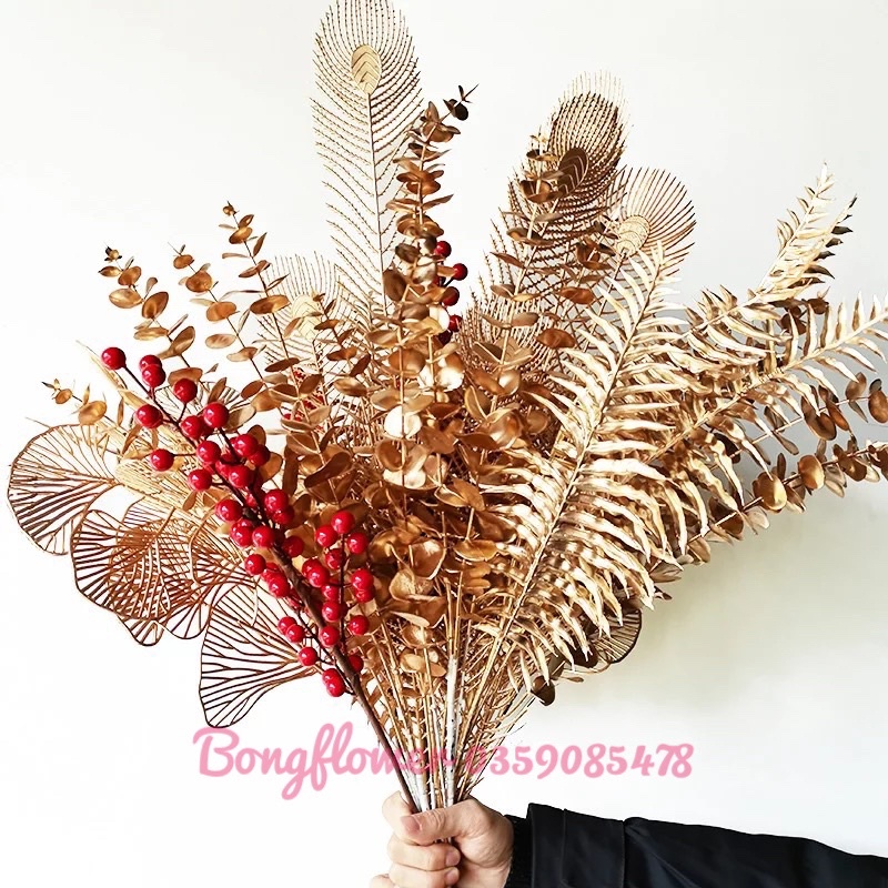 Cành đào đông giả cành nhũ giả trang trí decor siêu xinh
