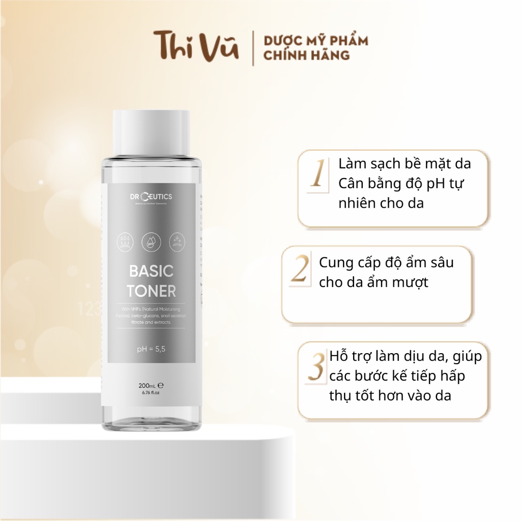 Drceutics Basic Toner Cấp Ẩm Cho Da Dầu 200ml - Thi Vũ