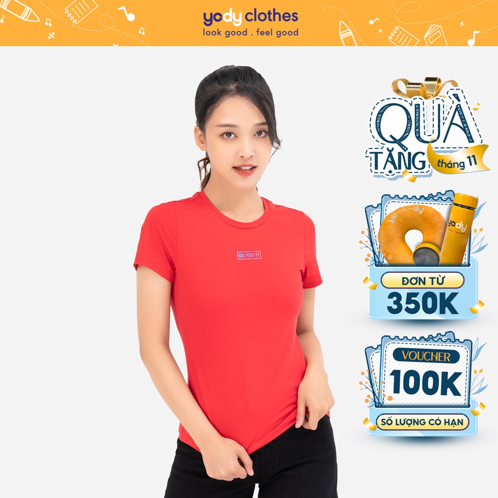 Áo thun tshirt nữ YODY kiểu thể thao co giãn giữ phom hiệu quả nhanh khô STN5008