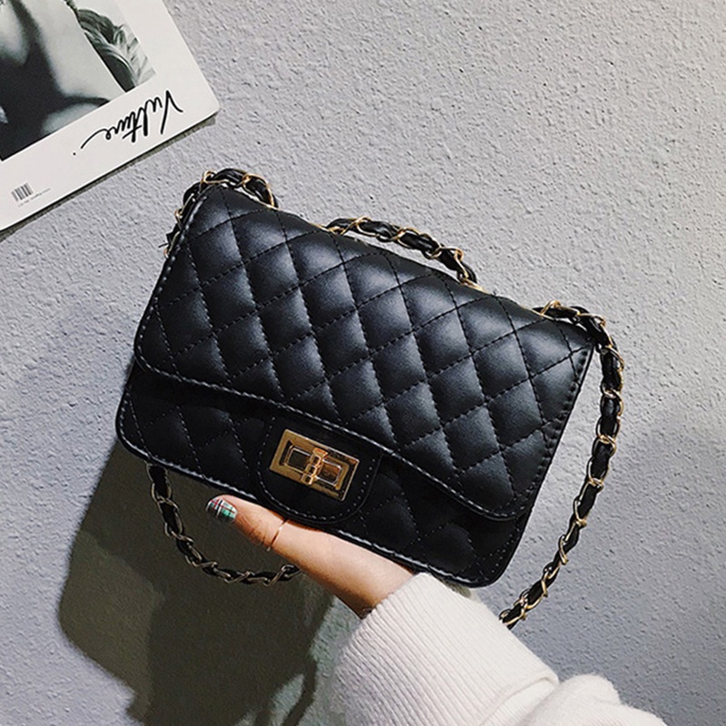 Túi Đeo Chéo Vai Có Dây Xích Kiểu Hình Thoi Nhỏ Nhắn Phong Cách Hàn Quốc Dành Cho Nữ