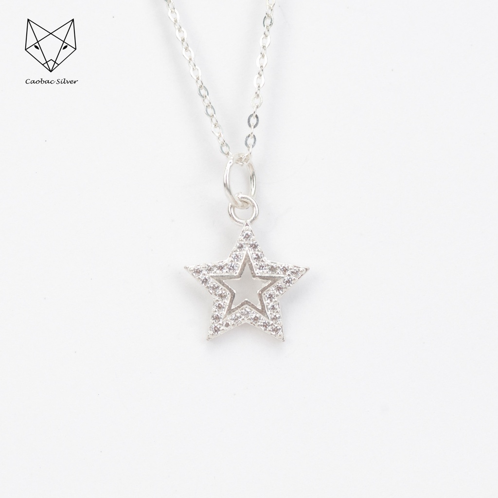 Dây Chuyền Bạc Ta Cao Cấp CaoBac Silver Sao Rỗng Cạnh Đá Lấp Lánh Nhẹ Nhàng, Thanh Lịch Dành Tặng Riêng Cho Bạn Gái